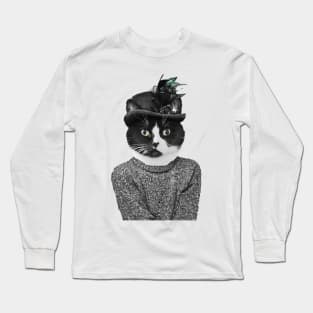 Fancy black and white cat Long Sleeve T-Shirt